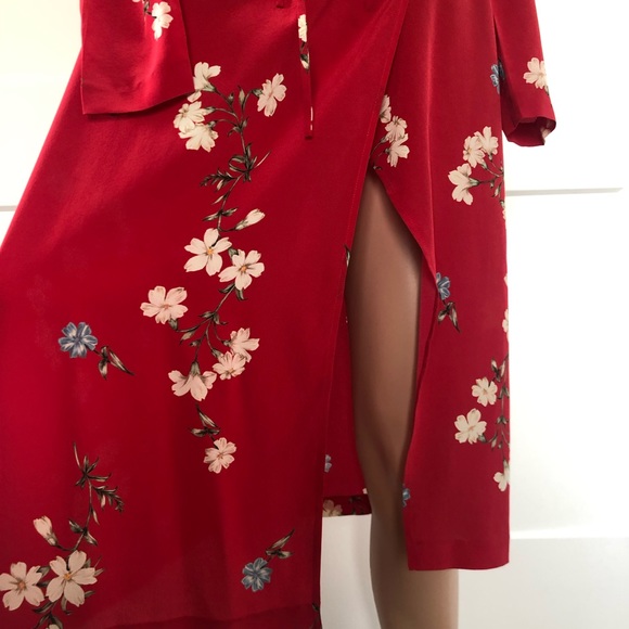 Intermix Ottavia Red Floral Wrap Printed Long Sleeve Dress 0 - Picture 8 of 8